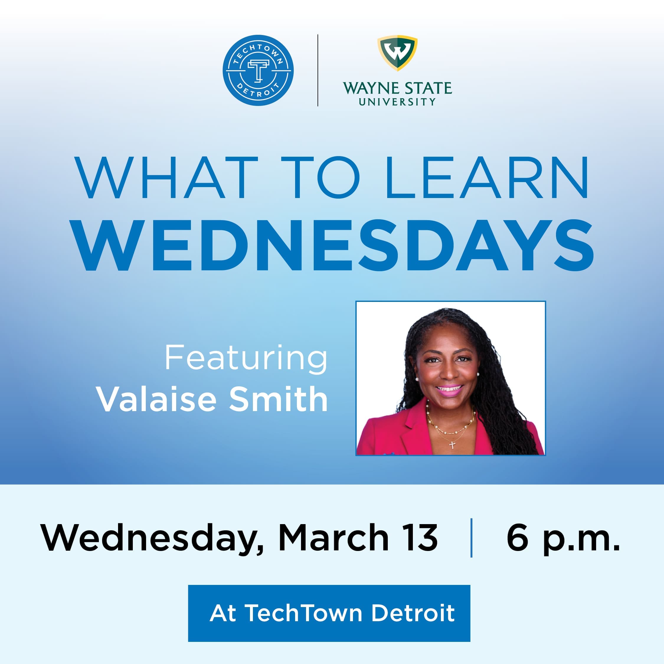 Graphic promoting what to learn Wednesday on Wednesday, March 13 at 6pm